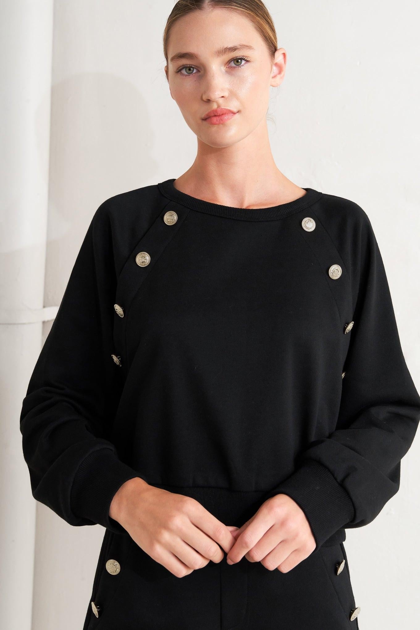 Black Regiment Woven Top, view 8 — Soul Flow Apparel