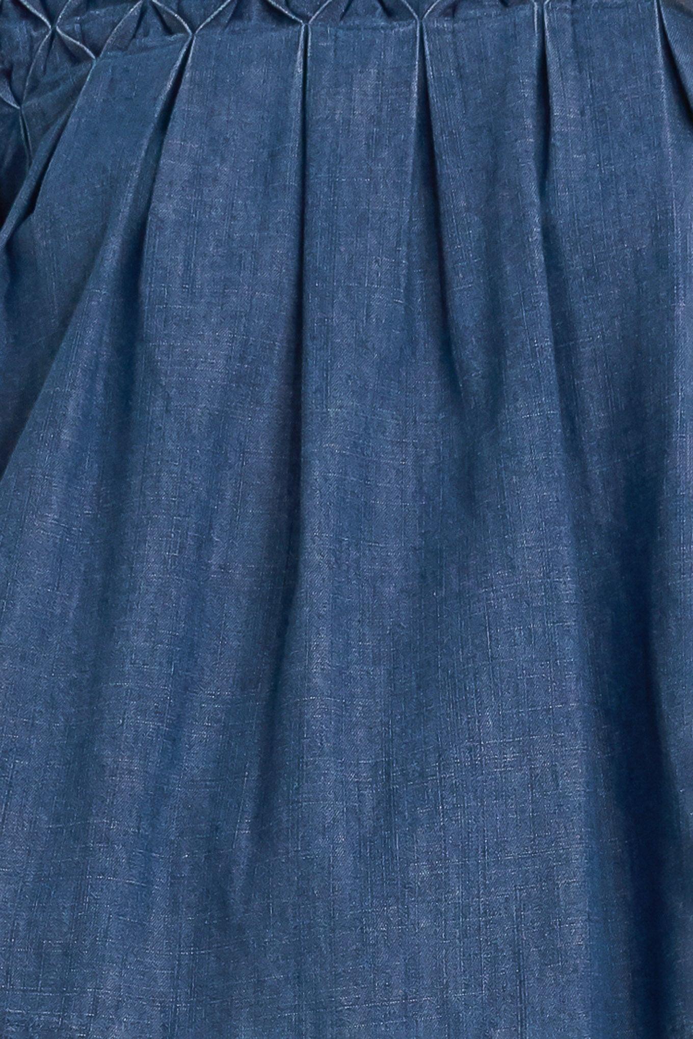 Cottage Spell Chambray Top in denim blue, fabric swatch — Soul Flow Apparel