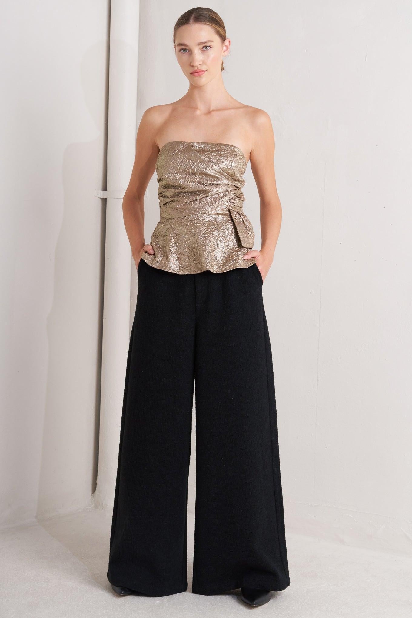 Liquid Gold Woven Top, view 2 — Soul Flow Apparel