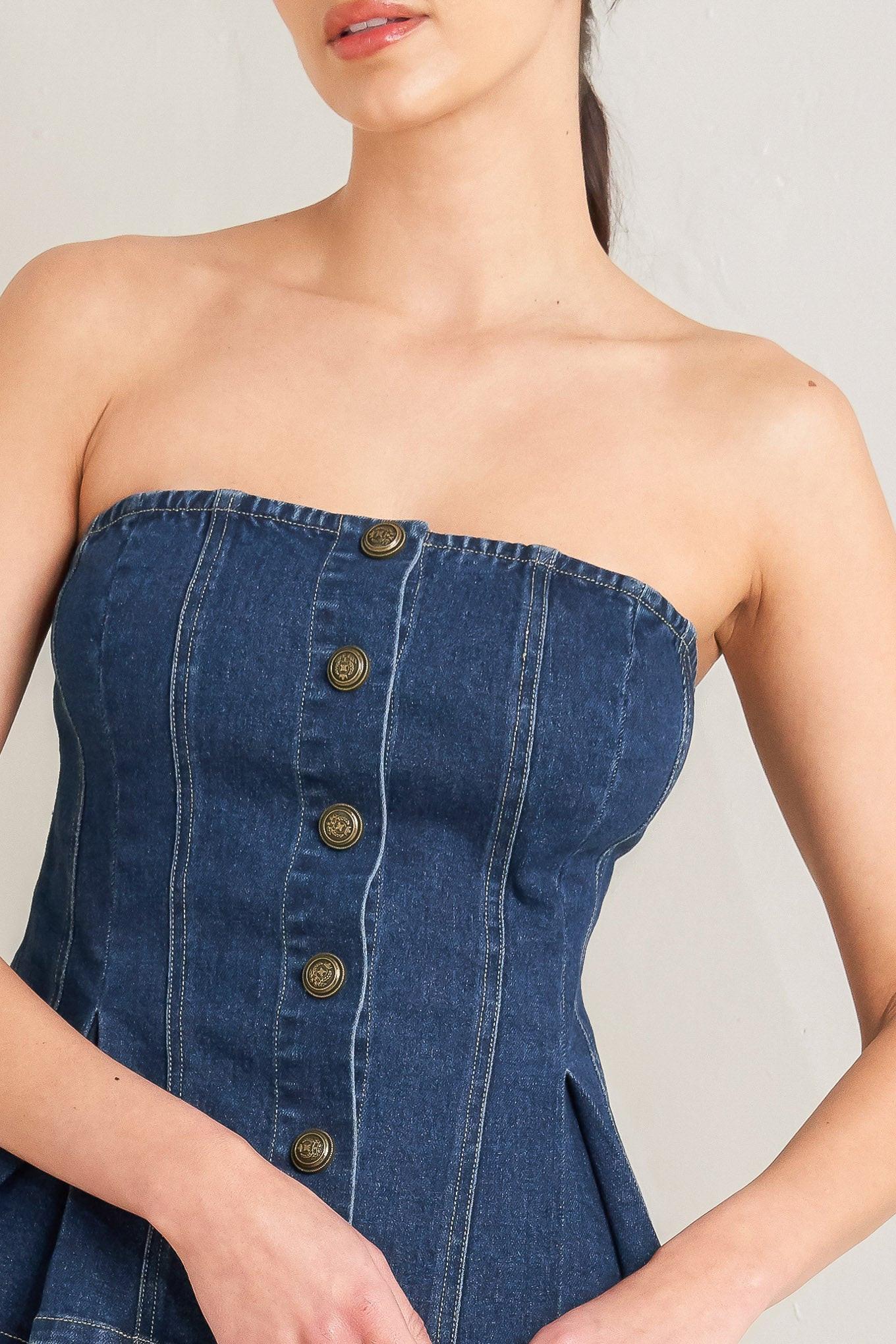 Urban Fable Denim Top in indigo, view 2 — Soul Flow Apparel