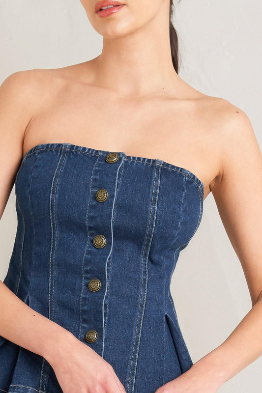 Urban Fable Denim Top in indigo, view 2 — Soul Flow Apparel