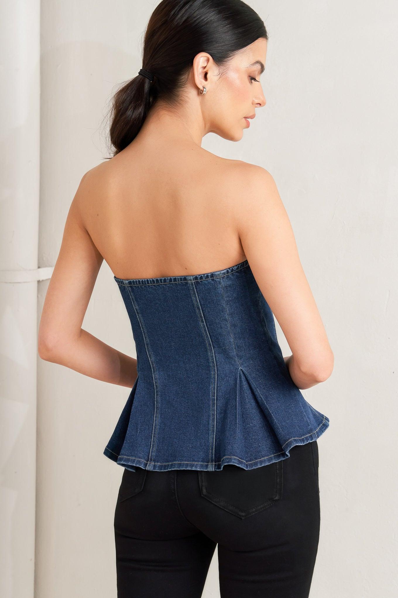 Urban Fable Denim Top in indigo, view 5 — Soul Flow Apparel