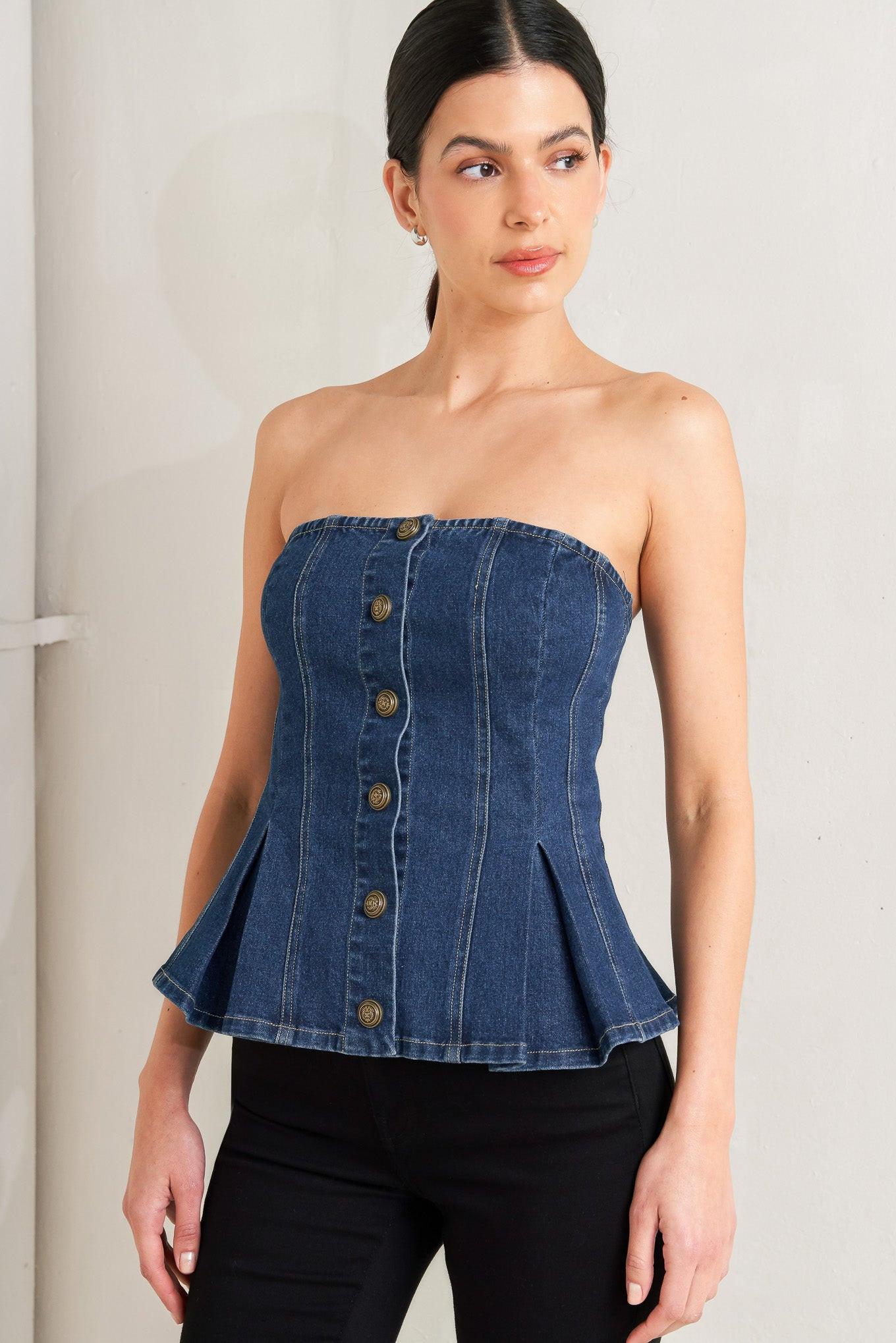 Urban Fable Denim Top in indigo, view 7 — Soul Flow Apparel
