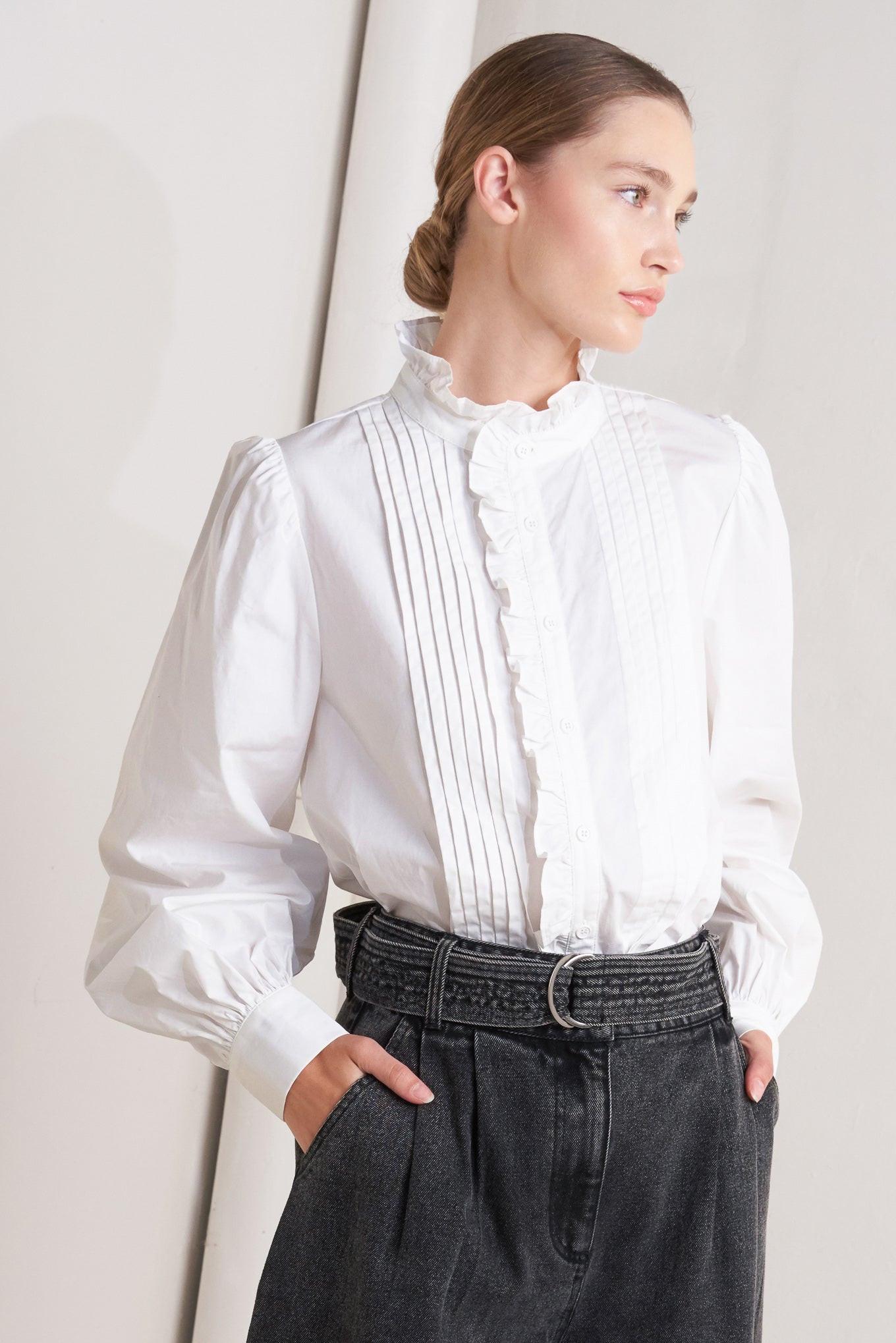 Milk Cloud Woven Top in white, view 3 — Soul Flow Apparel
