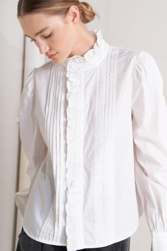 Milk Cloud Woven Top in white, view 7 — Soul Flow Apparel