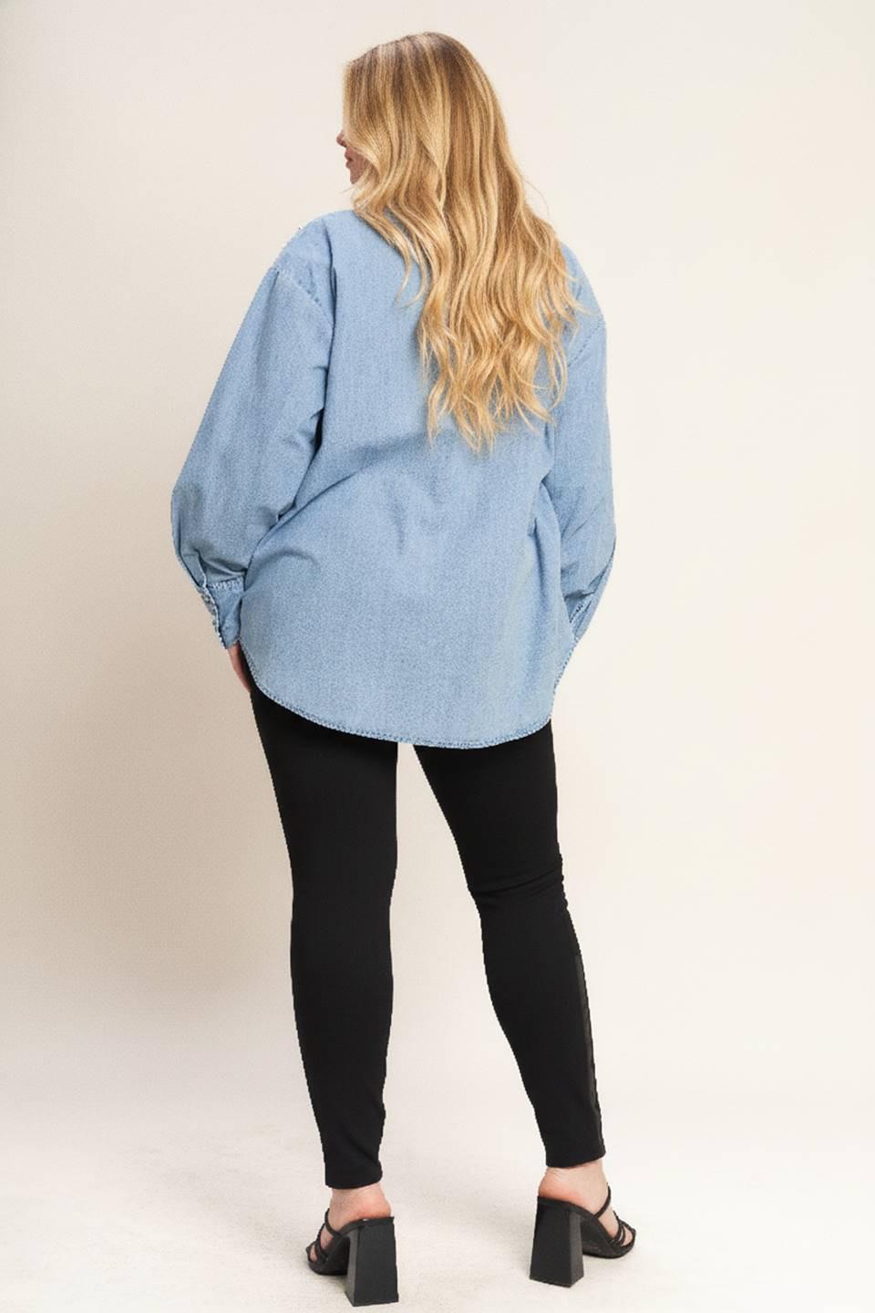 Power Tailoring Lightweight Shirt in light indigo, view 6 — Soul Flow Apparel