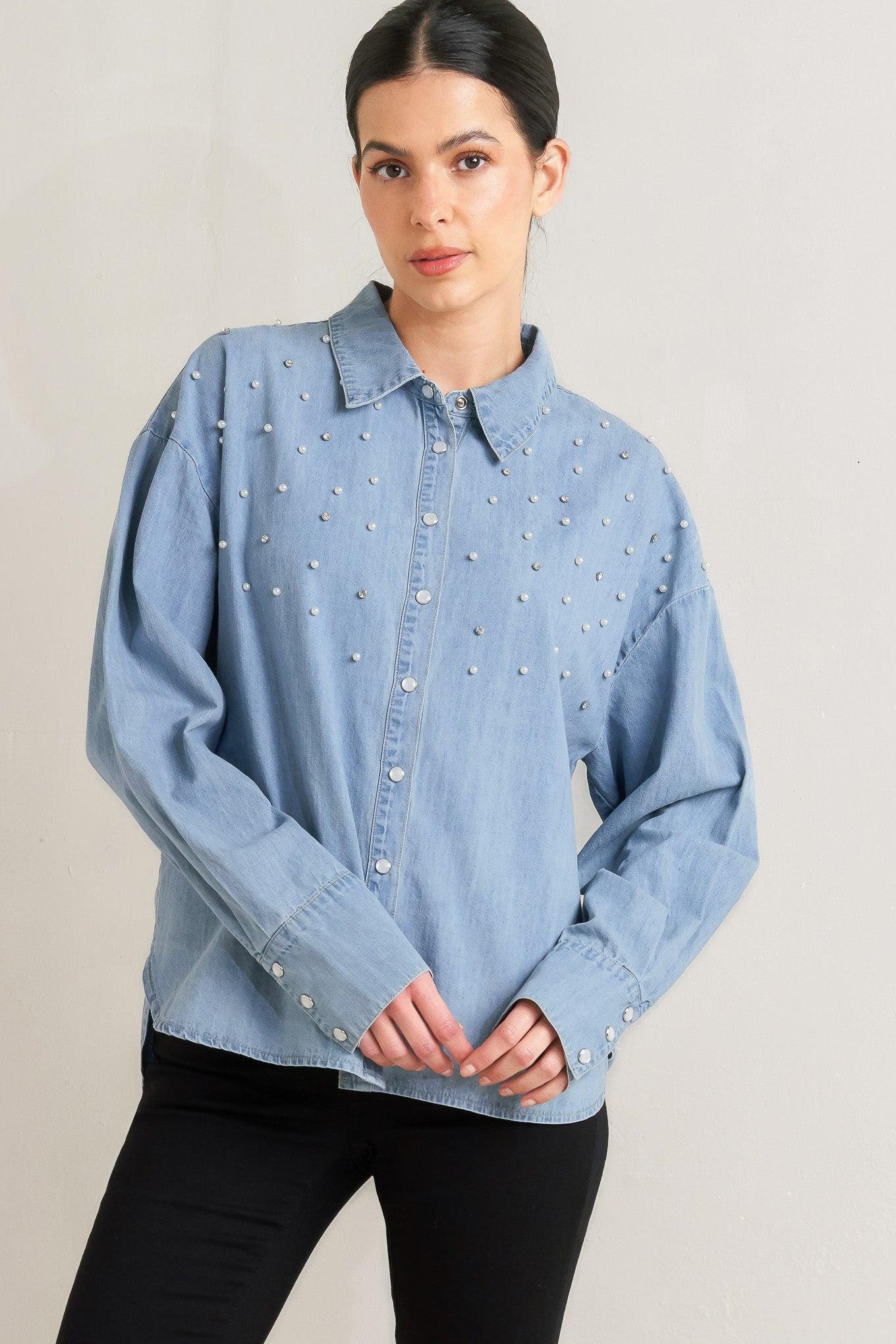 Power Tailoring Lightweight Shirt in light indigo, view 2 — Soul Flow Apparel