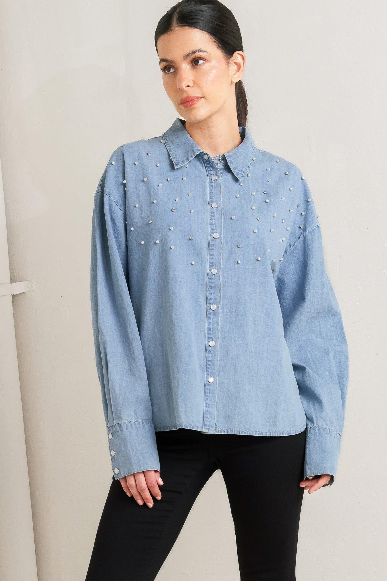 Power Tailoring Lightweight Shirt in light indigo, view 3 — Soul Flow Apparel