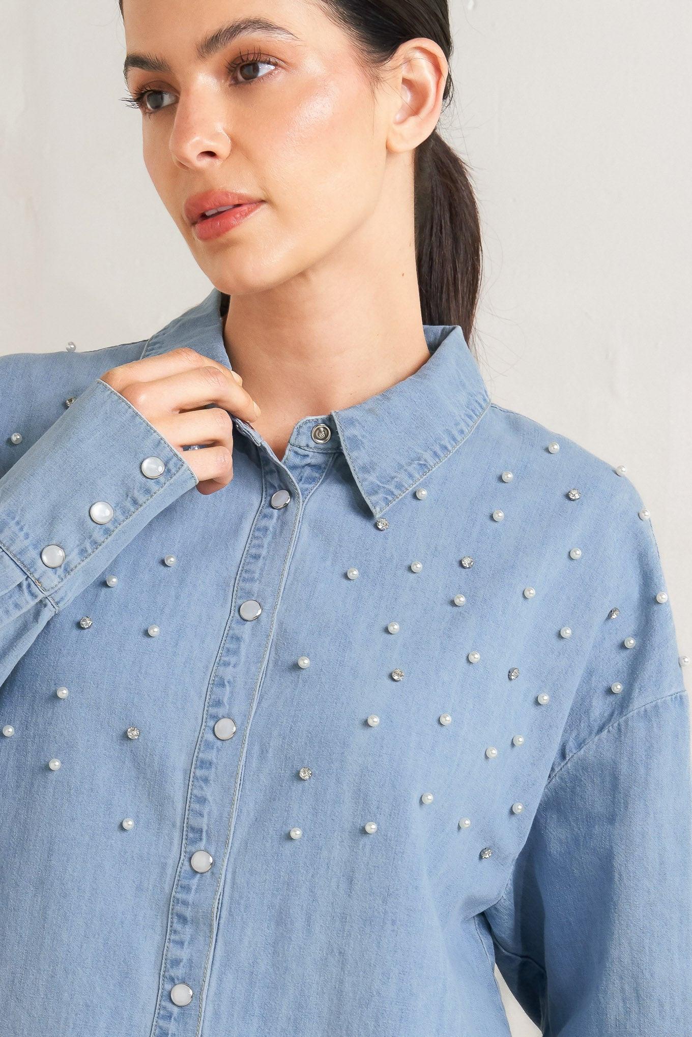Power Tailoring Lightweight Shirt in light indigo, view 6 — Soul Flow Apparel