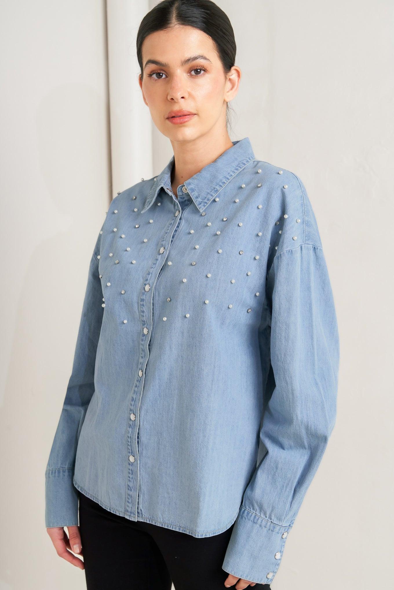 Power Tailoring Lightweight Shirt in light indigo, view 7 — Soul Flow Apparel