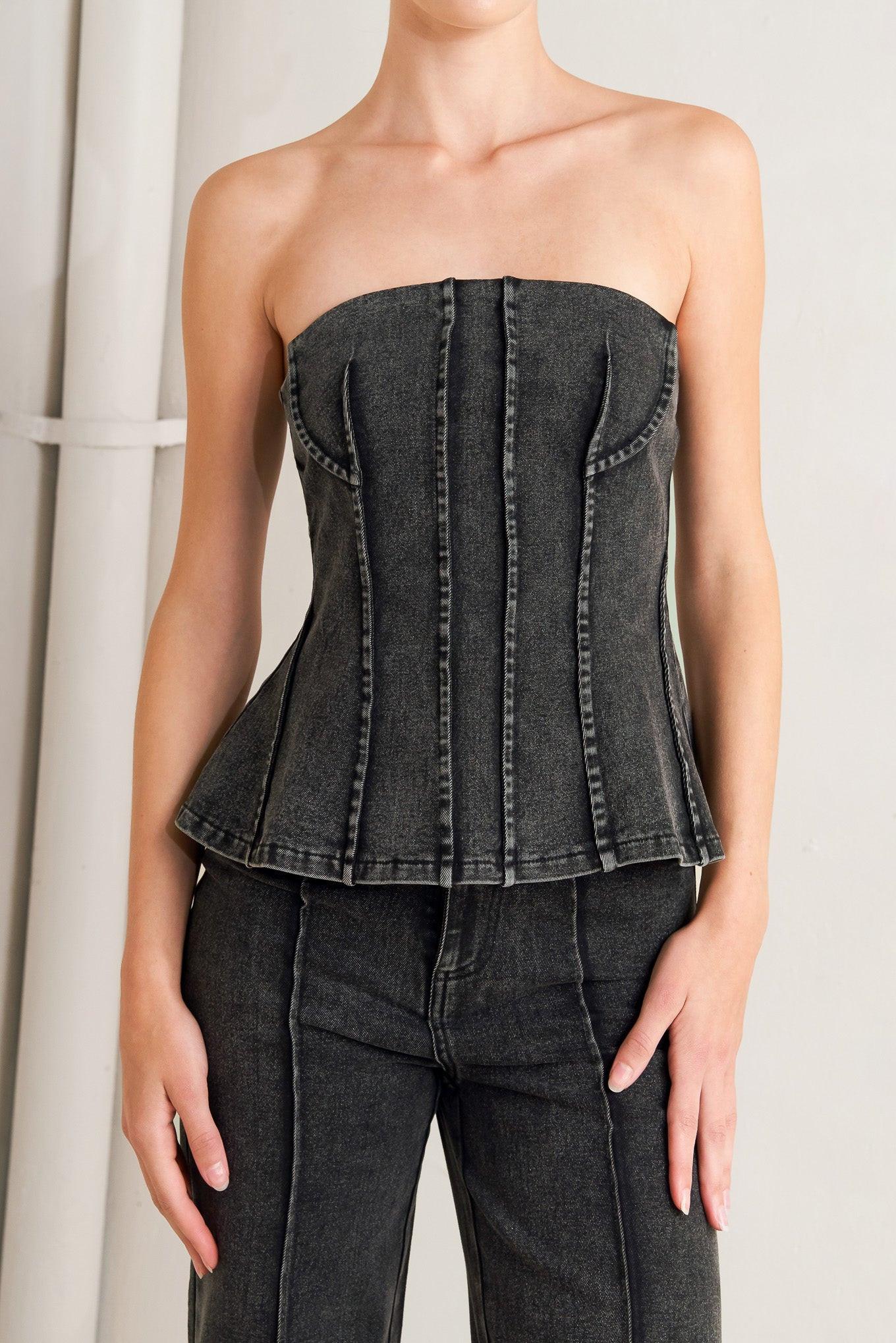 Night Shape Denim Top in black, view 4 — Soul Flow Apparel