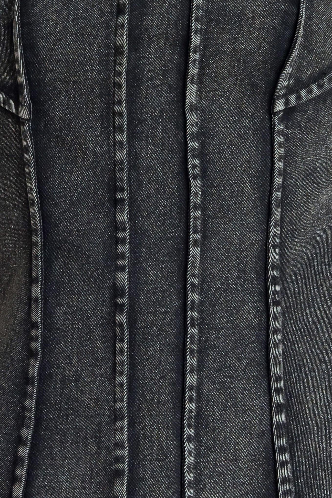 Night Shape Denim Top in black, fabric swatch — Soul Flow Apparel