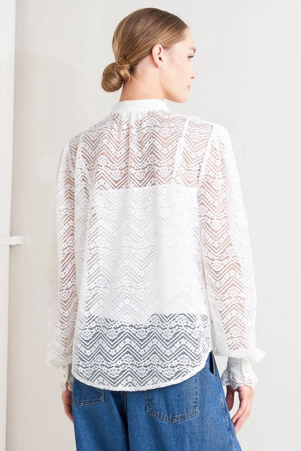 Cloud Romance Woven Lace Top in off-white, view 7 — Soul Flow Apparel