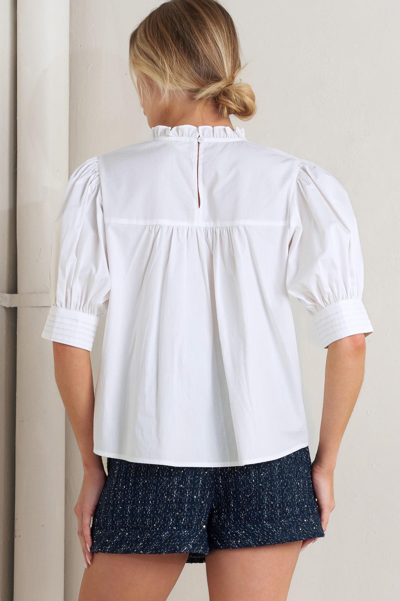 Pure Poetry Victorian Woven Top in white, view 7 — Soul Flow Apparel