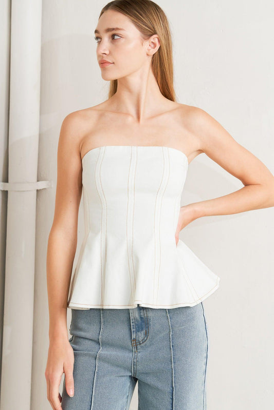 Subtle Drama Woven Top in off-white, view 5 — Soul Flow Apparel