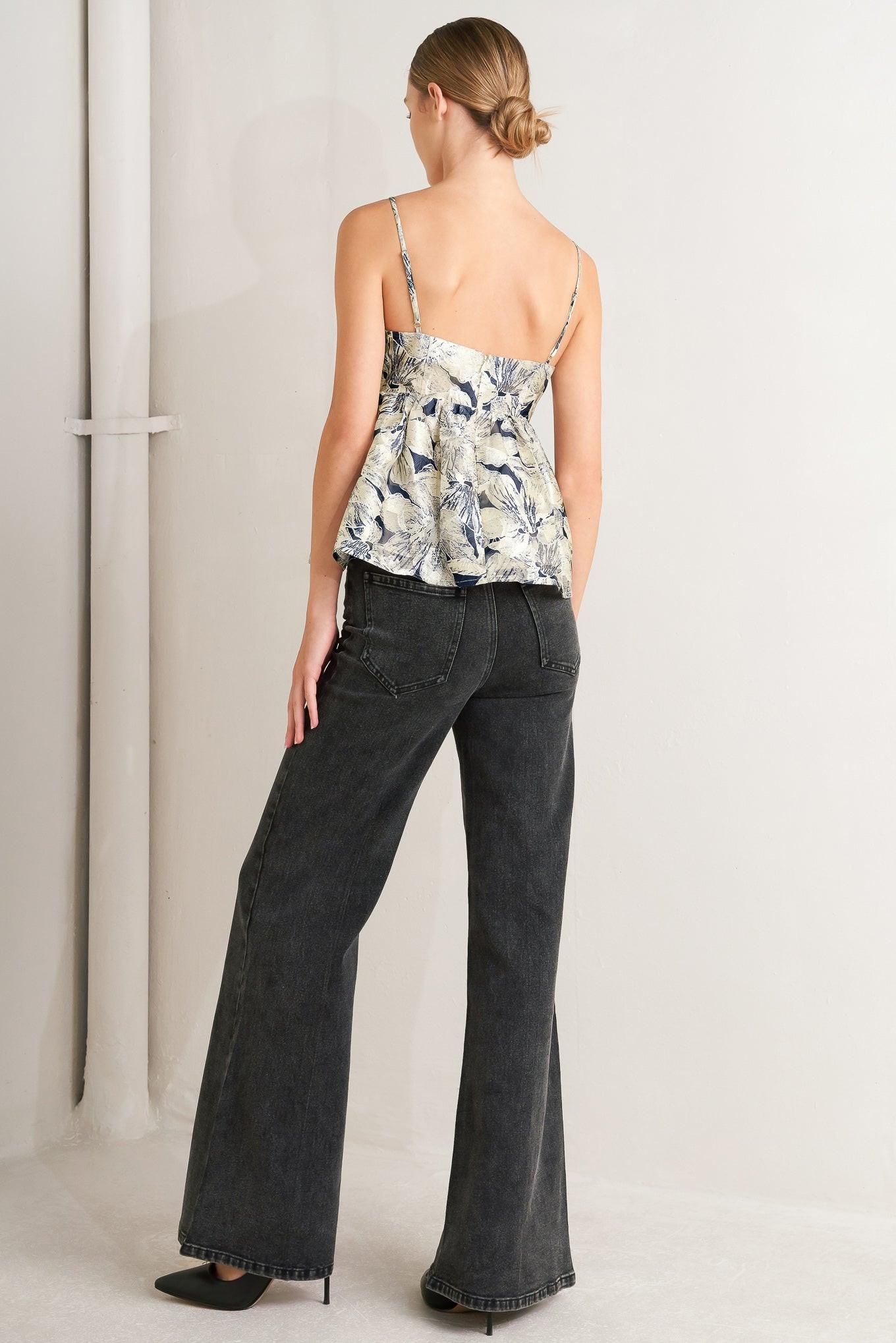 Vacation Edit Woven Top in ivory multi, view 3 — Soul Flow Apparel