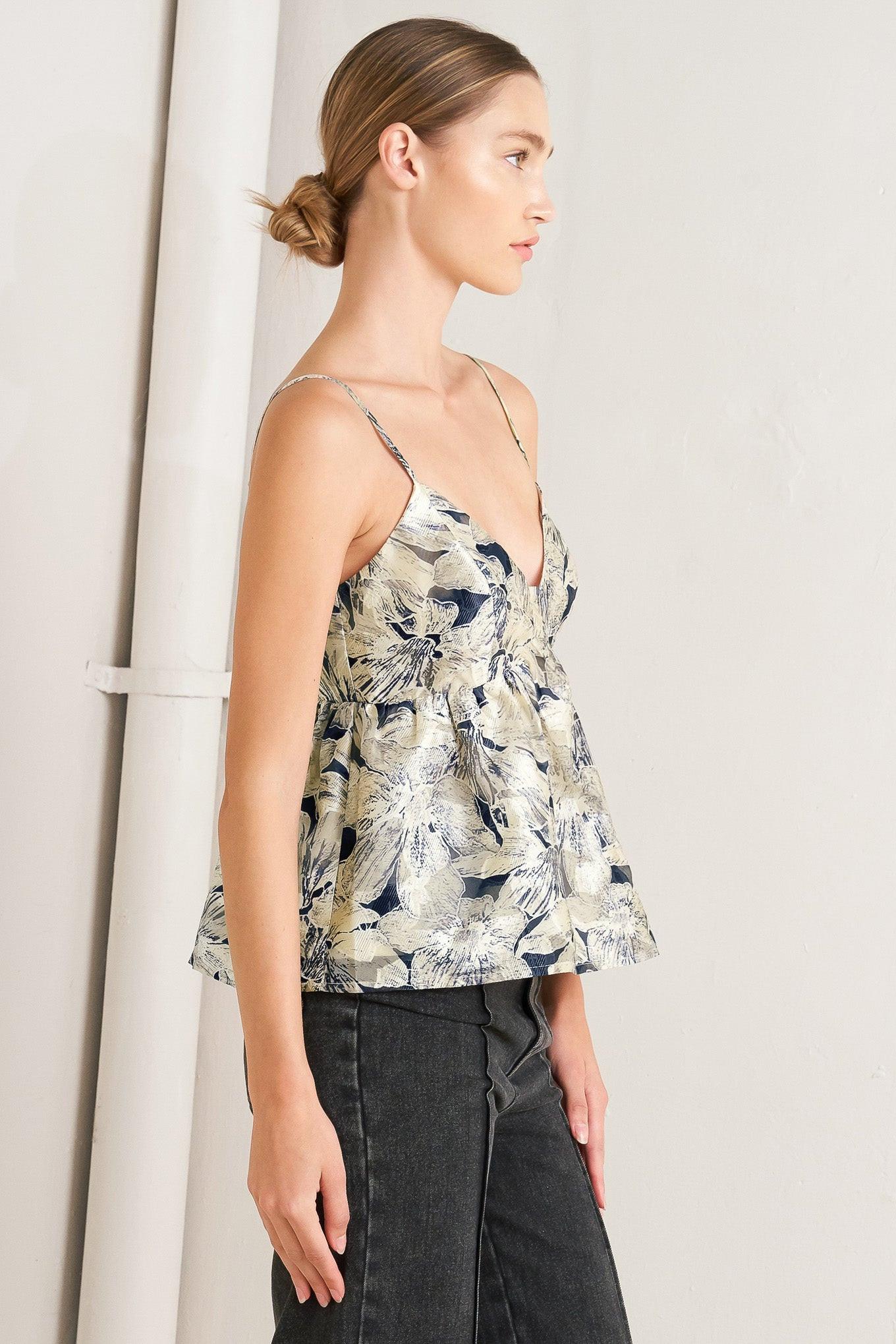 Vacation Edit Woven Top in ivory multi, view 6 — Soul Flow Apparel