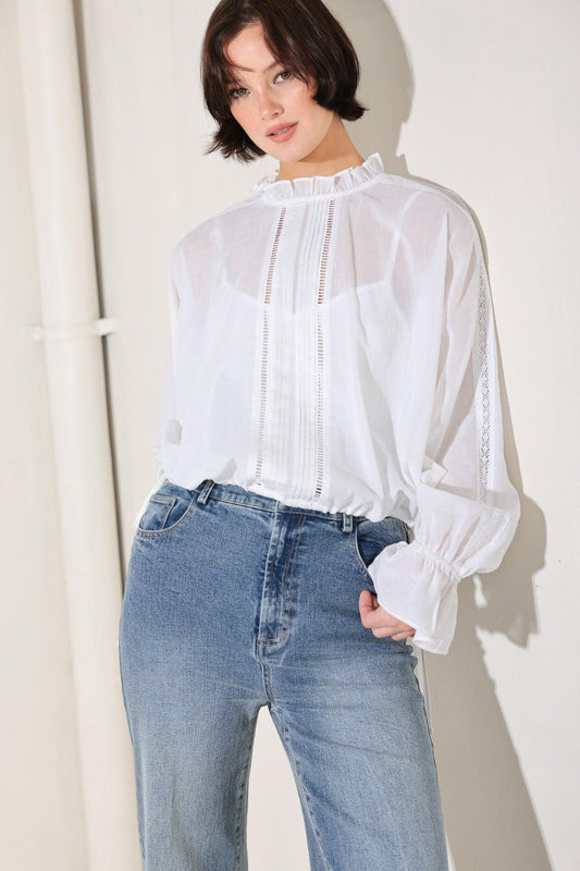 Pure Romance Woven Top in white, view 5 — Soul Flow Apparel