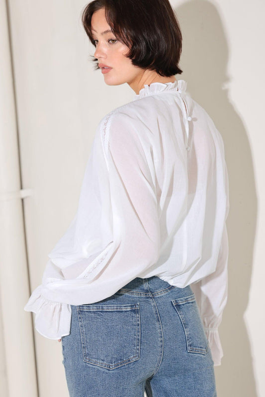 Pure Romance Woven Top in white, view 7 — Soul Flow Apparel
