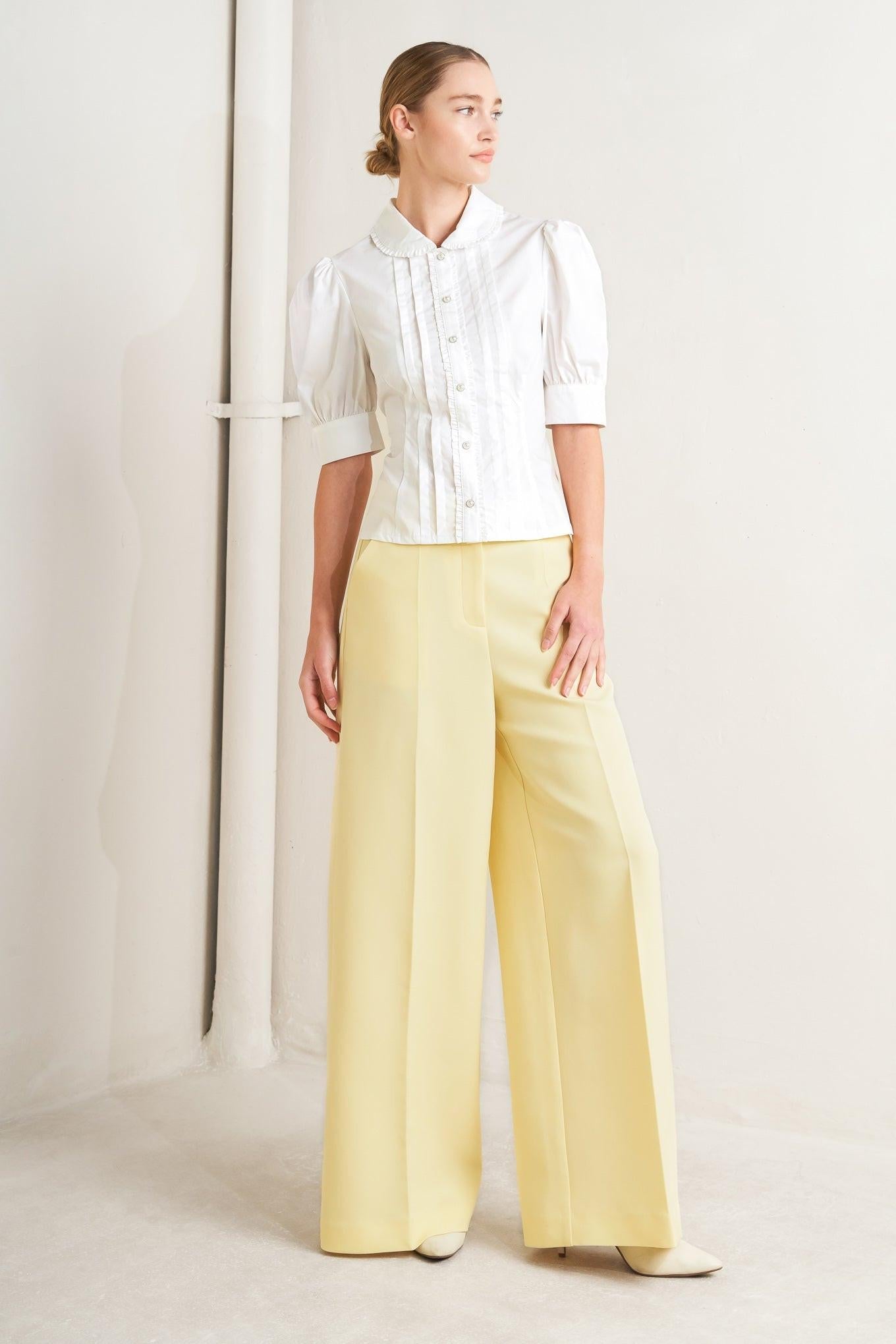 Refined Romance Woven Top in white, view 5 — Soul Flow Apparel