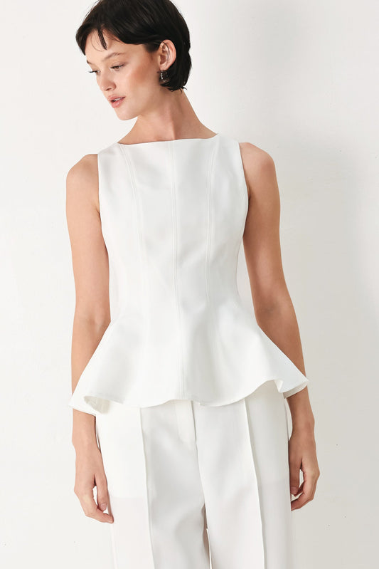 Crystal Bay Woven Top in off-white, view 1 — Soul Flow Apparel