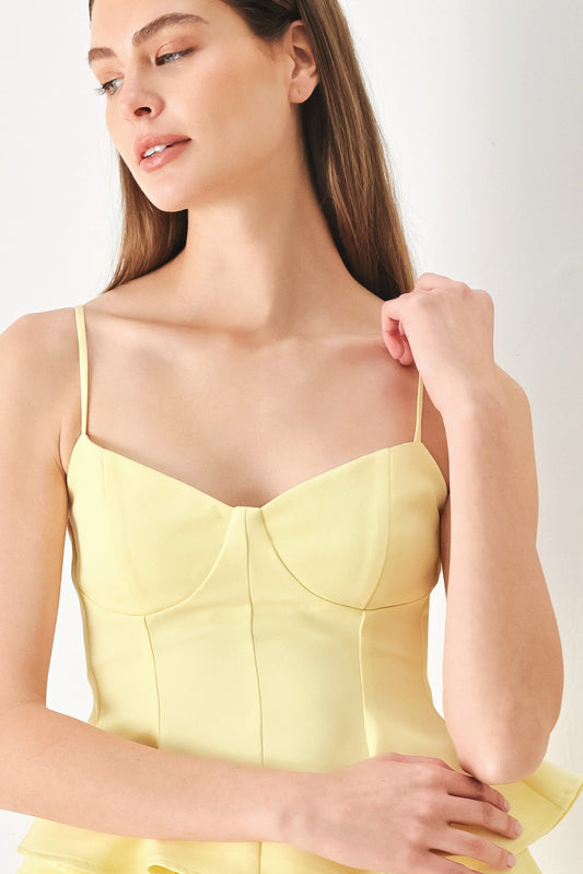 Sweet Sunshine Woven Cami Top in yellow, view 2 — Soul Flow Apparel