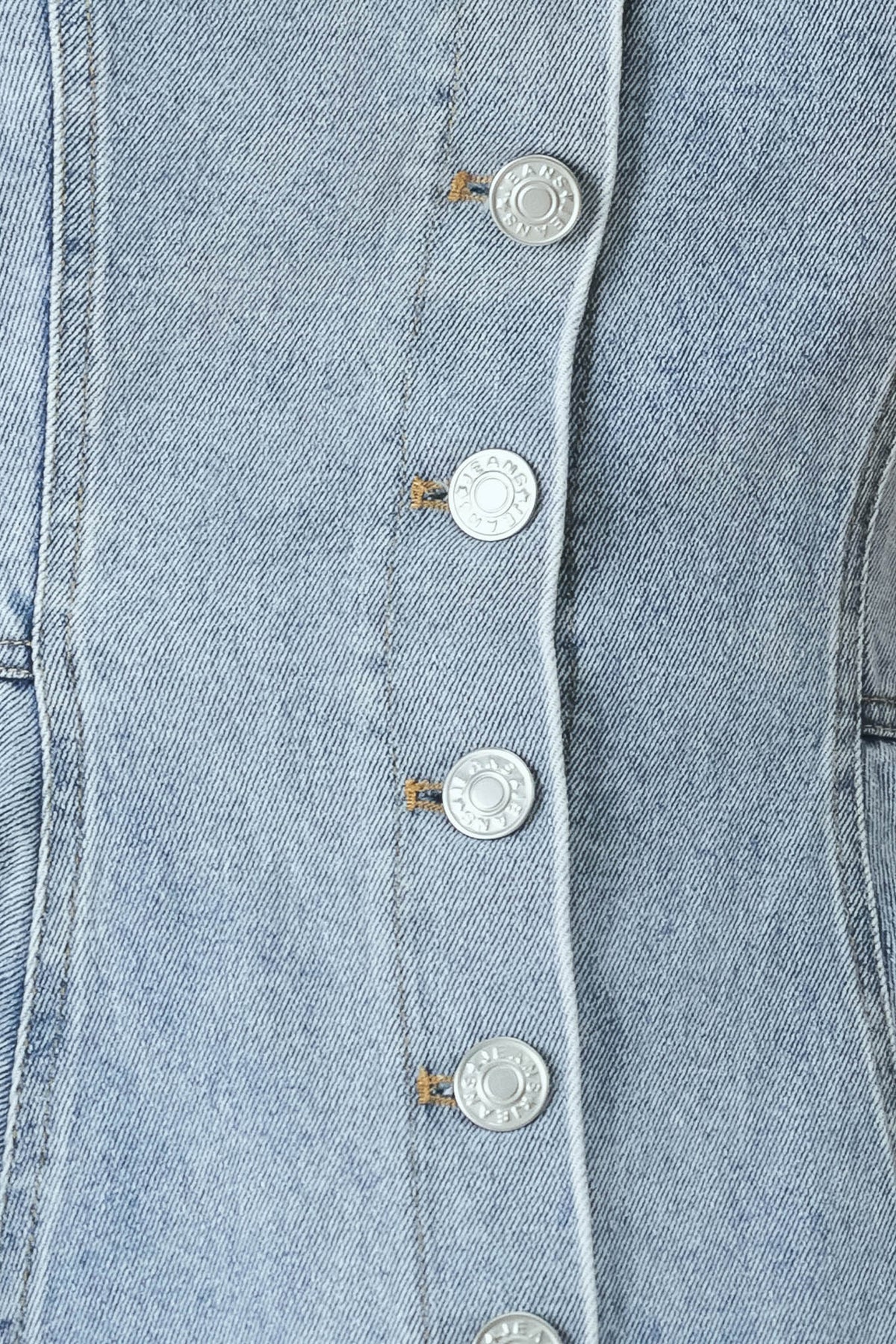Blossom Blue Denim Top in light indigo, fabric swatch — Soul Flow Apparel