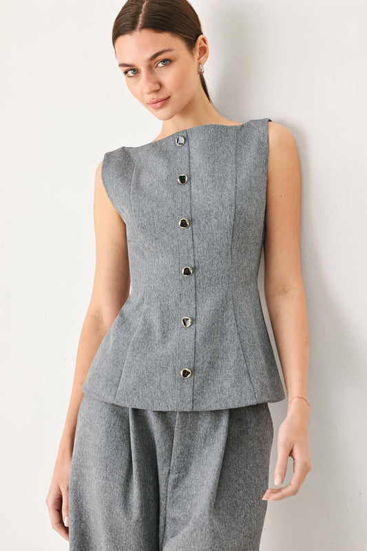 GRANITE FLOW WOVEN TOP