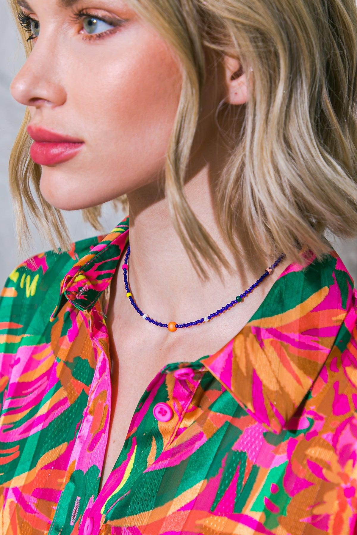 Boho Flex Royal Choker Turquoise Beaded 16 Inch Southwestern Necklace — Soul Flow Apparel