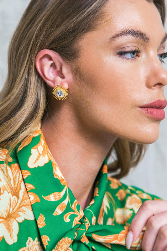 Sparkle Feminies Venus Earrings Gold Plated Brass Cubic Zirconia — Soul Flow Apparel