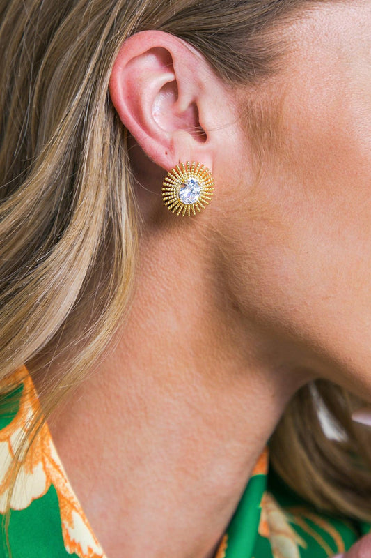 Sparkle Feminies Venus Earrings Gold Plated Brass Cubic Zirconia — Soul Flow Apparel