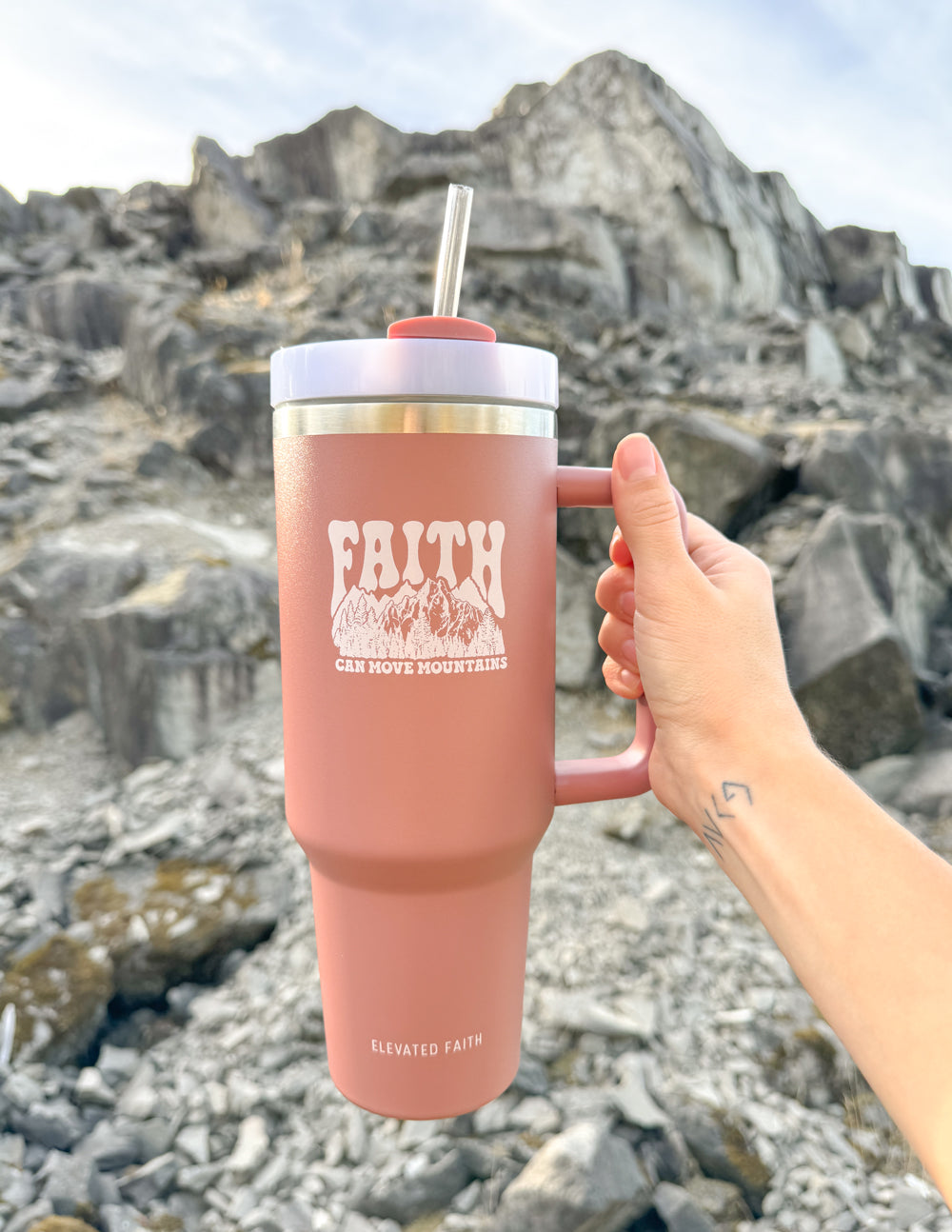 Faith Can Move Mountains 40 oz Tumbler – Christian Tumbler