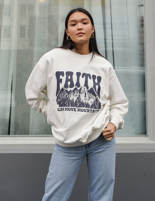 Faith Can Move Mountains Unisex Crewneck – Christian Crewneck