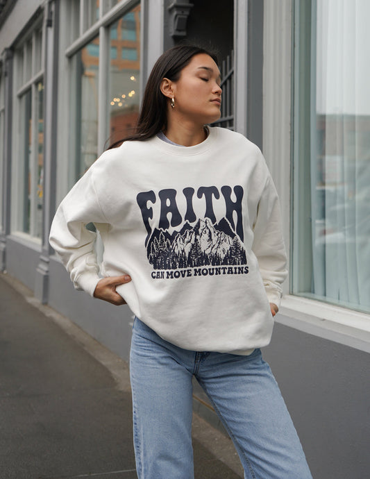 Faith Can Move Mountains Unisex Crewneck – Christian Crewneck