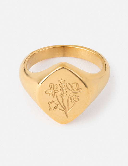 Floral Signet Ring – Christian Ring
