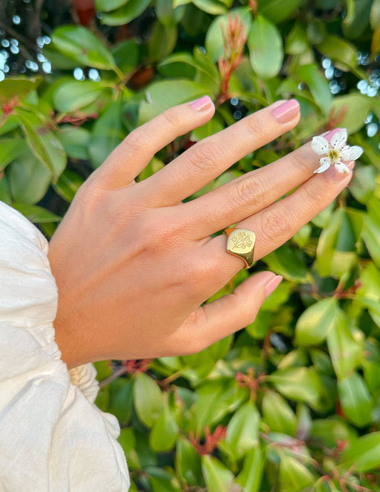 Floral Signet Ring – Christian Ring