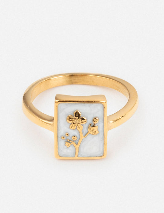Flower Rectangular Ring – Christian Ring