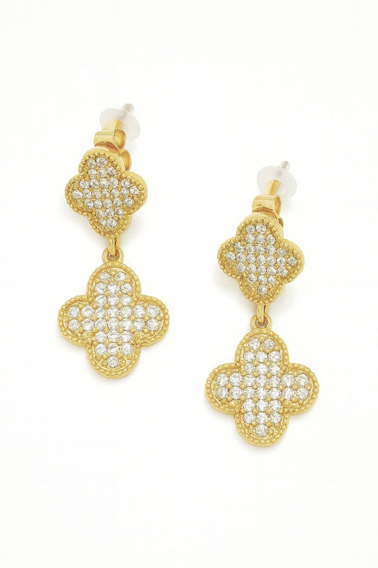 Pave Clover Drop Earring — Soul Flow Apparel