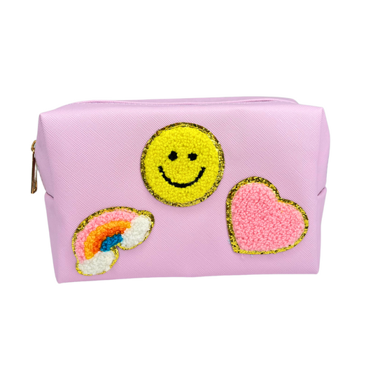 Patchwork Rainbow Cosmetic Bag in lavender — Soul Flow Apparel