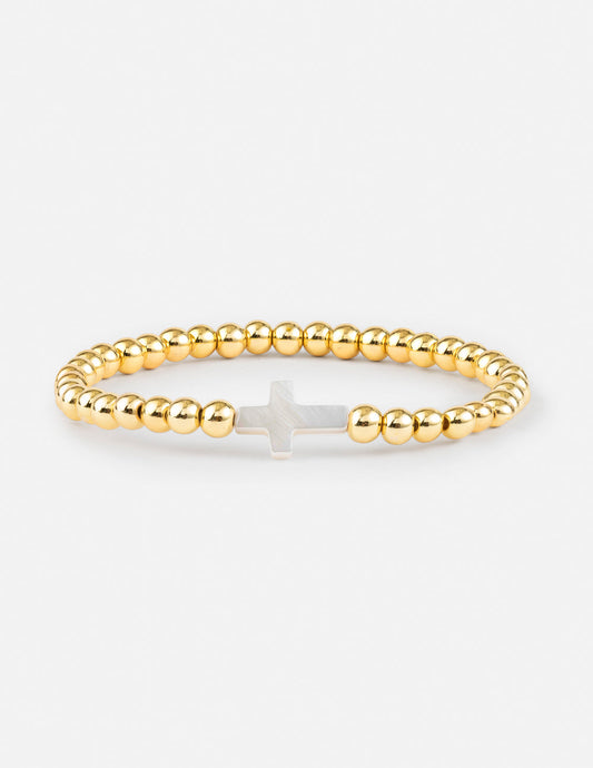 Gold Cross Bracelet – Christian Stone Bracelet