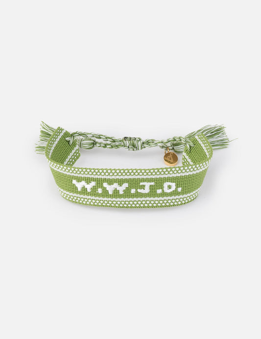 Green WWJD Embroidered Bracelet – Christian Wristband