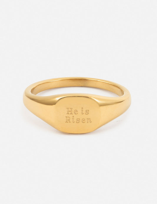 He Is Risen Signet Ring – Christian Ring
