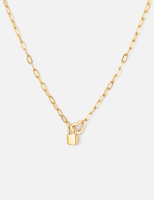 Heart Lock Paperclip Chain Necklace – Christian Necklace