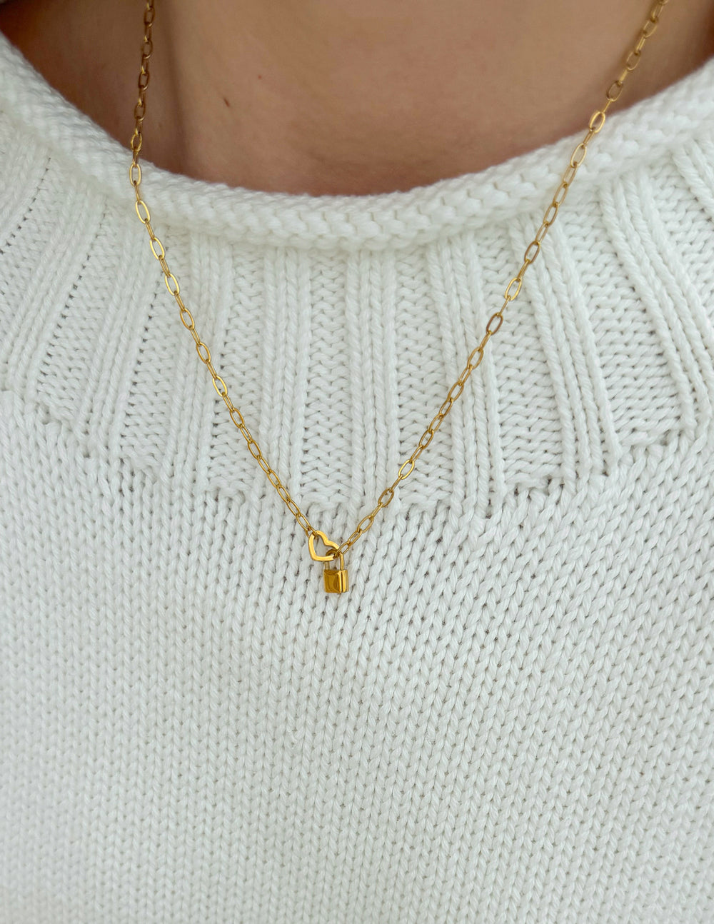 Heart Lock Paperclip Chain Necklace – Christian Necklace