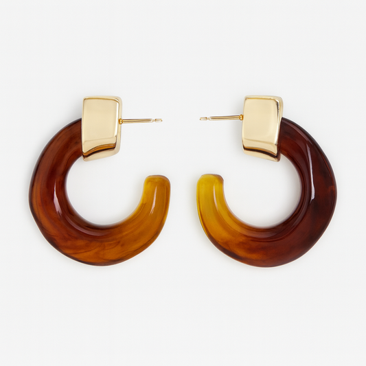 Kaia Hoops - Brown, view 2 — Soul Flow Apparel
