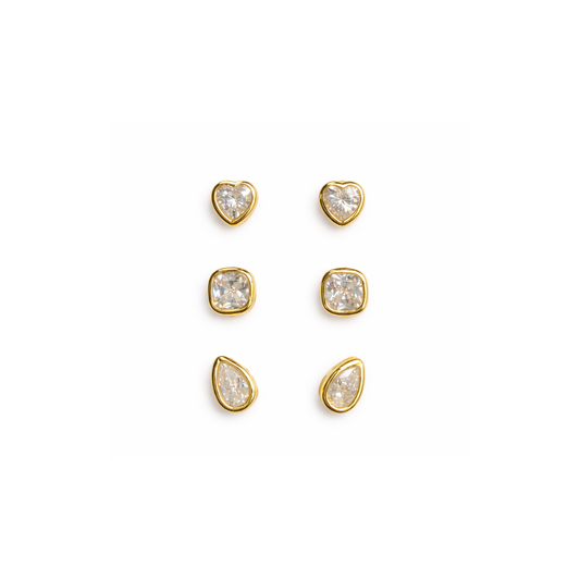 Lizzie Cz Bezel Earring Set, view 31 — Soul Flow Apparel