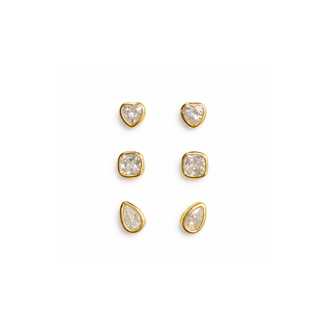 Lizzie Cz Bezel Earring Set, view 31 — Soul Flow Apparel