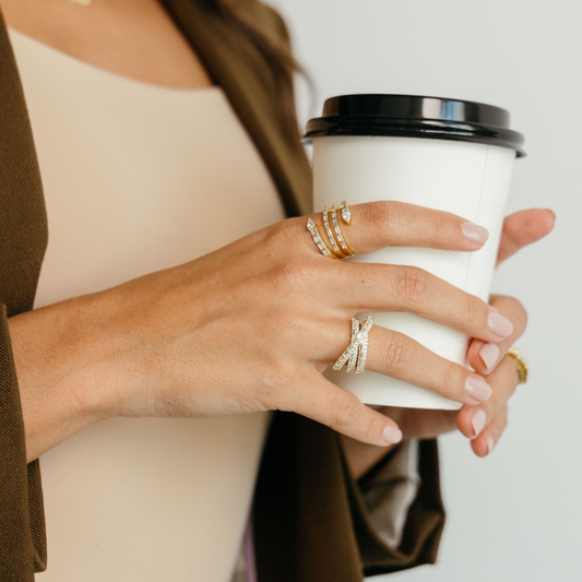 Rachel Criss-Cross Pave Ring, view 42 — Soul Flow Apparel