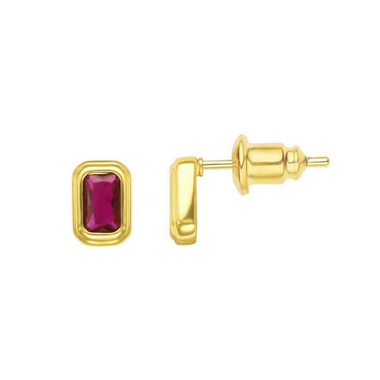 Clementine Ruby Bezel Studs, view 67 — Soul Flow Apparel