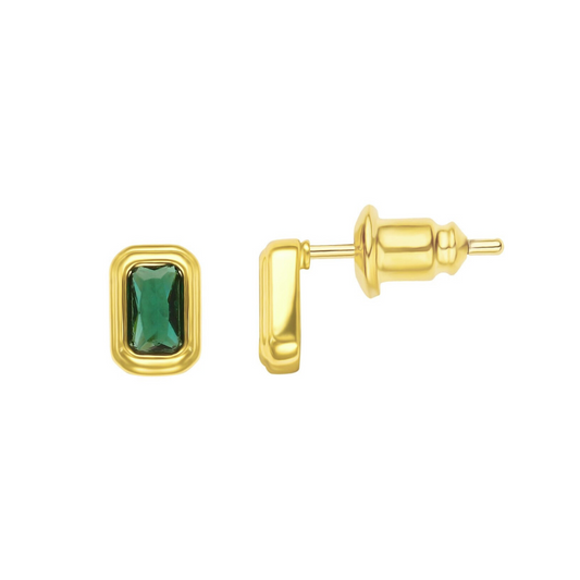 Clementine Emerald Bezel Studs, view 68 — Soul Flow Apparel